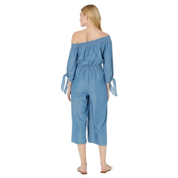 MICHAEL Michael Kors Light Cadet Wash One-Shoulder Women Jumpsuit - Picture 15 of 15